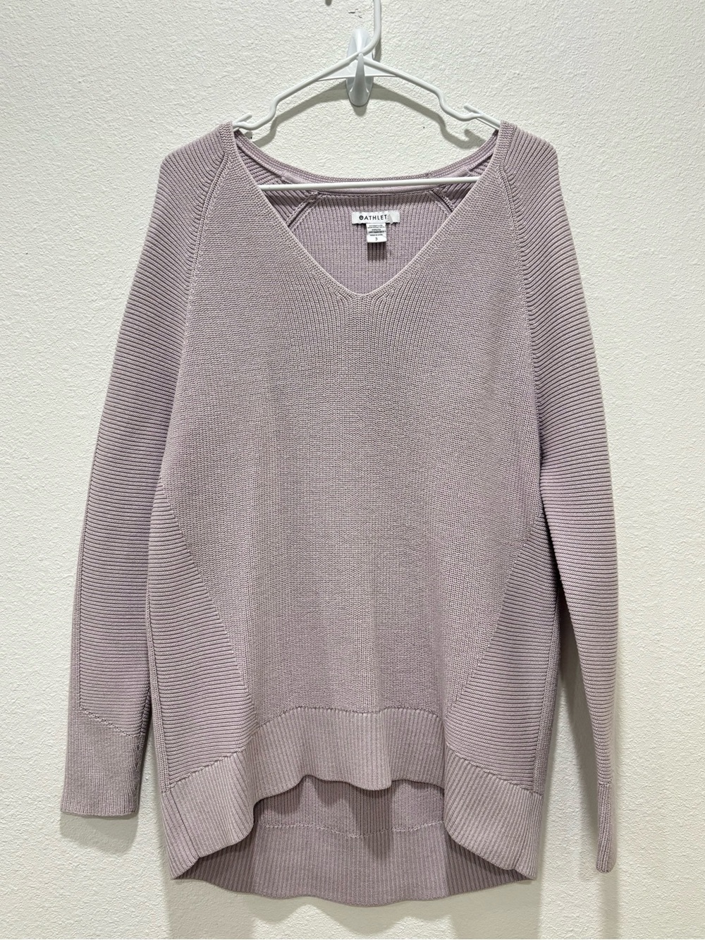 Athleta Hanover Merino Wool Blend V Neck Knit Sweater